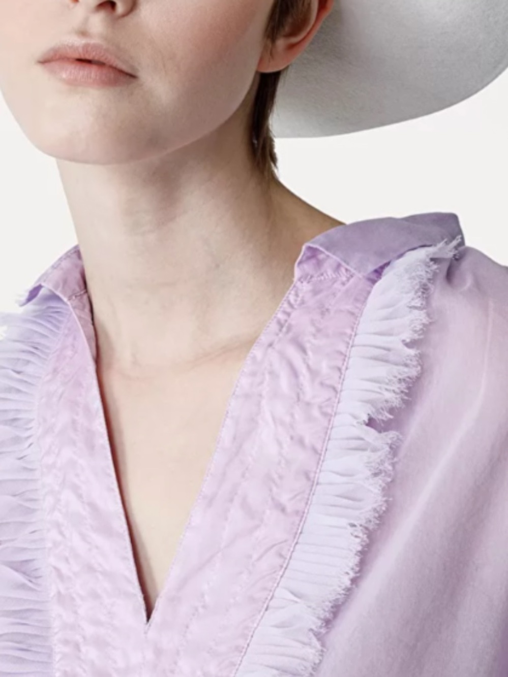 Forte Forte front panel shirt lilac Lavender Ruffle Blouse top $445 sz II 6 - Picture 3 of 14